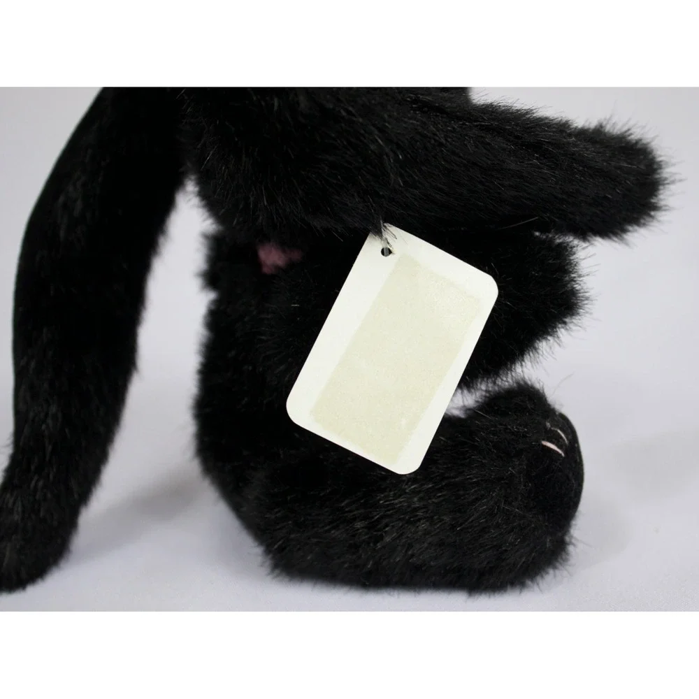 Vintage 1991 Mary‎ Meyer Jointed Black Bunny Rabbit Blue Eyes Pink Bow w Tags 7